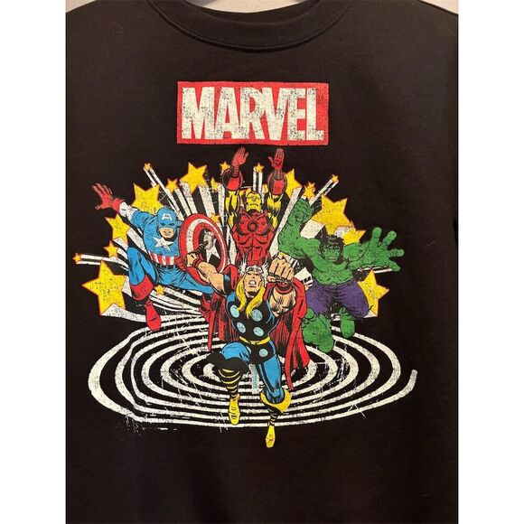 *3/$15 Marvel Unisex M Black Pullover Sweatshirt Graphic Superhero Print - Picture 2 of 8
